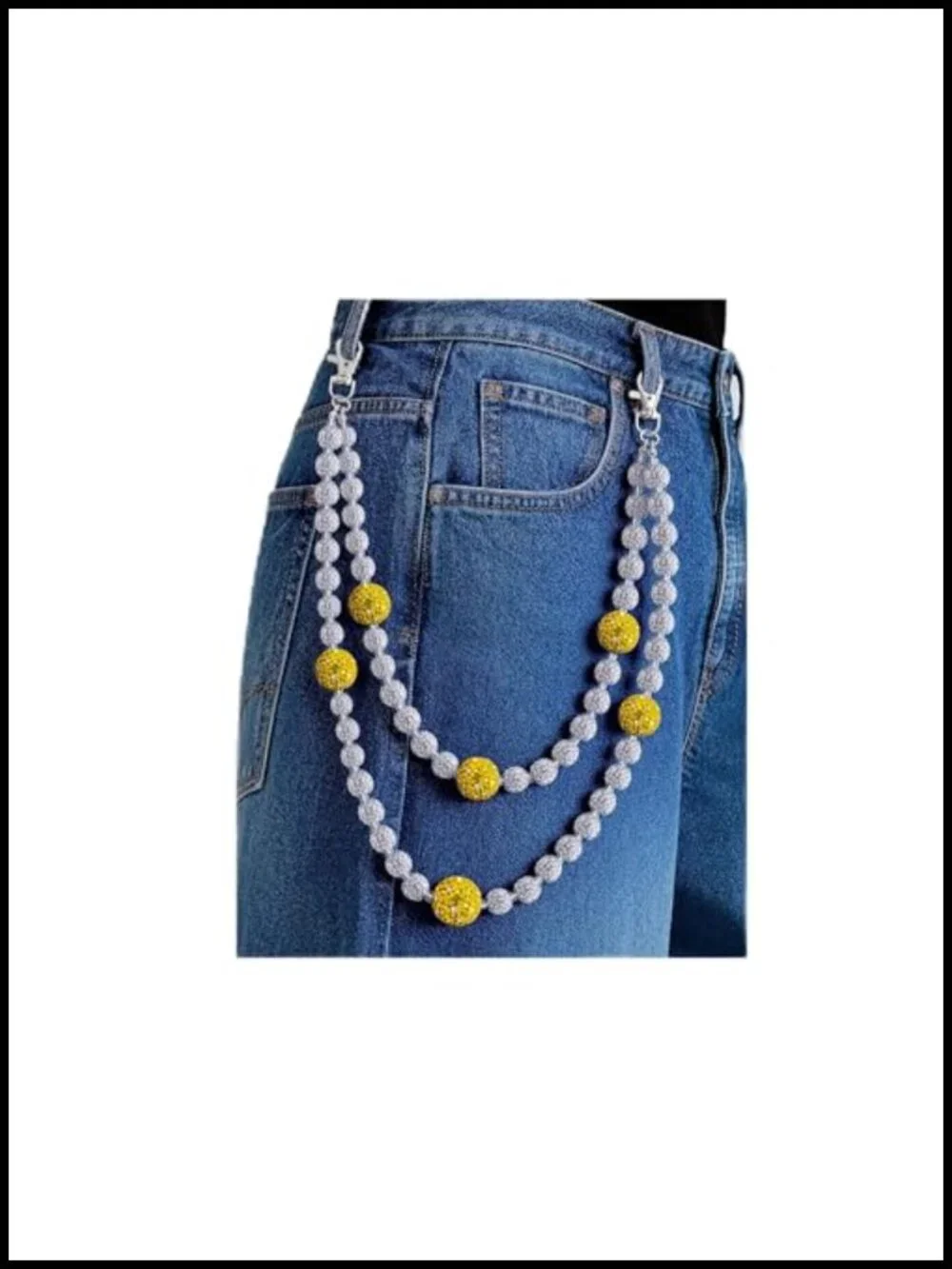Layered Bead Wallet Chain for Men Jean Pocket Keychain Purse Accessories